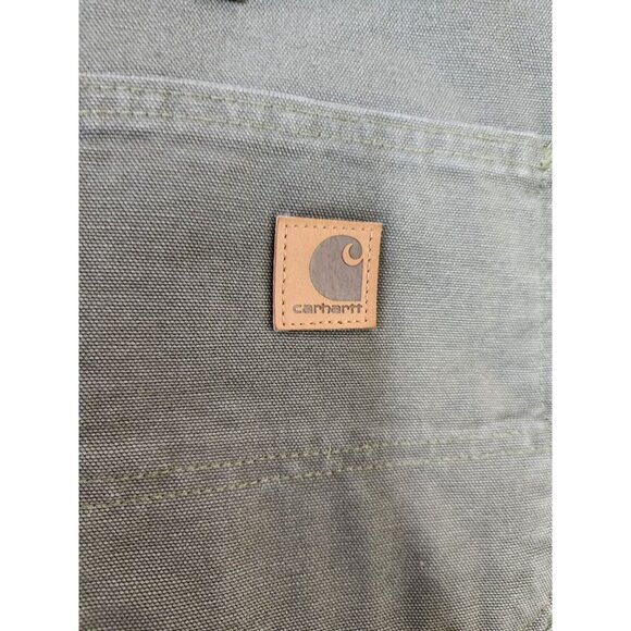 Vintage Carhartt Mens Dungaree Fit Duck Carpenter Pants B11 MOS Green Mens 42x30 - Picture 3 of 4